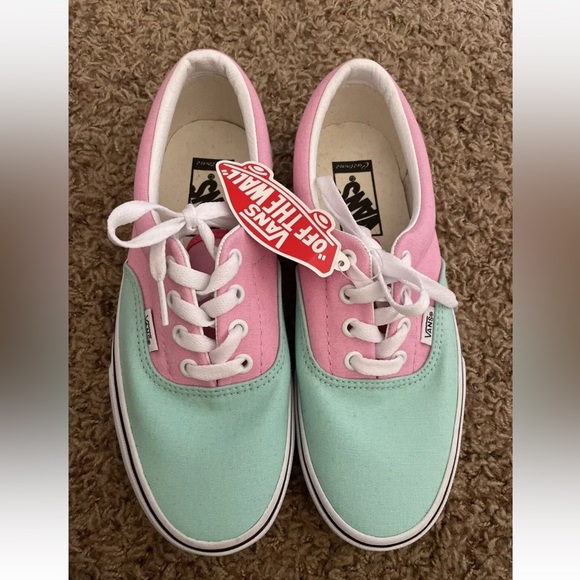 NEW Vans Custom Old Skool Shoes Pink Mint Green Mens 5.5 Wms 7 - Picture 1 of 8